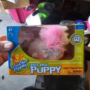 New 2010 Zhu Zhu Puppy “STAR” Pink Dog Long Hair Interactive Play Toy w/ Brush